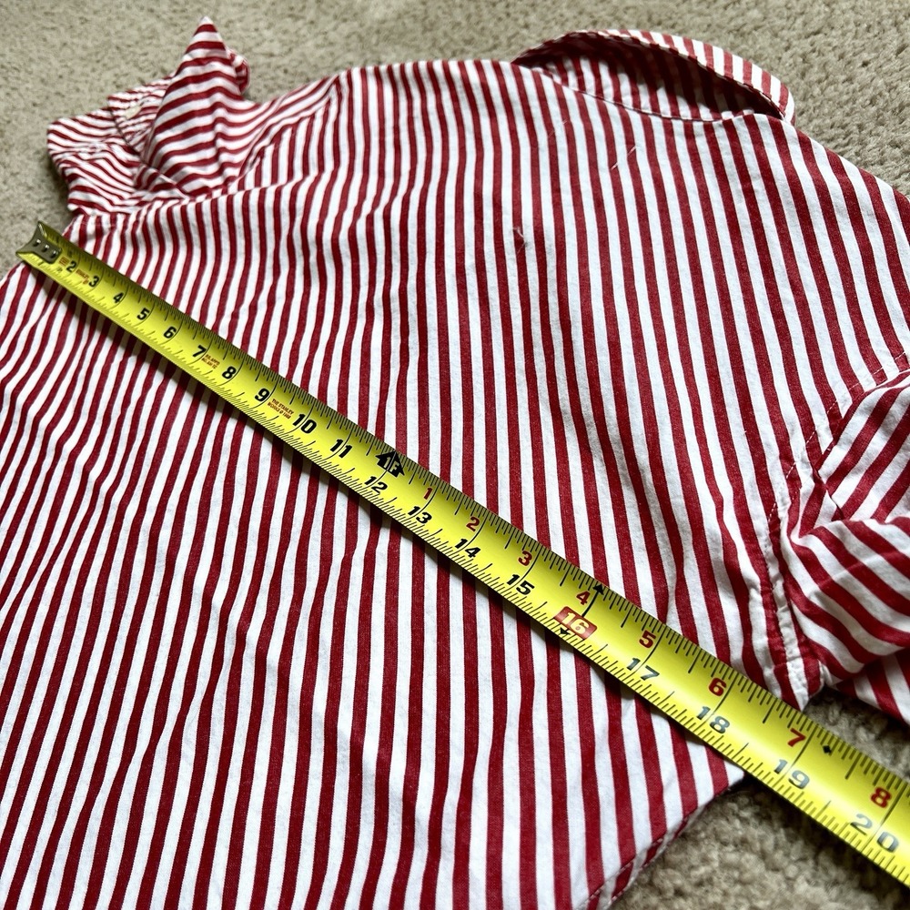 Vintage Polo Jeans Co. Ralph Lauren Women's M Red White Diagonal Stripe Shirt‎ - Picture 6 of 10